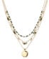 Gold-Tone Bead,Dangle, & Hammered Pendant Layered Necklace, 17 + 3" extender, Created for Macy's