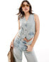 Mango co-ord denim waistcoat in light blue BLAU, S - EU 36 - фото #1