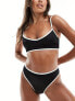 Фото #3 товара ASOS DESIGN mix and match contrast binding high leg high waist bikini bottom in black