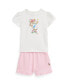 Фото #1 товара Baby Girls Polo Bear Jersey T-shirt and Mesh Shorts Set