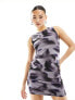 Фото #5 товара Missyempire sleeveless mesh mini dress in purple lip print