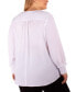 Plus Size Long Sleeve Overlapping Crepe Top with Necklace