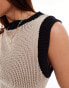 ASOS DESIGN knitted tank with tipping in oatmeal