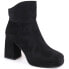 Suede ankle boots with a high heel and a platform, insulated M.Daszyński W SAN24A, black