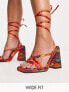 Фото #1 товара ASOS DESIGN Wide Fit Nara strappy block heeled sandals in multi