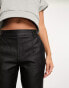 Object leather look tapered trousers in black