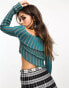 Reclaimed Vintage off shoulder plated rib knit top