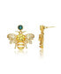 ფოტო #3 პროდუქტის Sterling Silver 14K Gold Plated Yellow Cubic Zirconia Bee Stud Butterfly Earrings