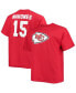 Фото #1 товара Men's Patrick Mahomes Red Kansas City Chiefs Big and Tall Player Name and Number T-shirt