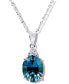 ფოტო #1 პროდუქტის London Blue Topaz (3 ct. t.w.) & Diamond (1/20 ct. t.w.) Pendant Necklace in 14k White Gold, 16" + 2" extender