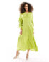 Фото #1 товара & Other Stories drapey midaxi dress with ruche tie volume sleeves in green