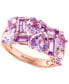 ფოტო #1 პროდუქტის EFFY® Amethyst (7/8 ct. t.w.) & Pink Amethyst (4 ct. t.w.) Heart & Baguette Cluster Ring in 14k Rose Gold