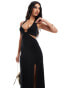 Фото #4 товара ASOS DESIGN halter snake trim bust detail maxi dress in black