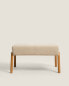 Ash wood and linen footrest stool