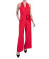 Фото #4 товара Women's Belted Wide-Leg Halter Jumpsuit