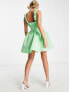 Фото #2 товара ASOS DESIGN 2 in 1 structured trapeze skater mini dress with bust ruching in light green