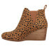 Фото #3 товара TOMS Kelsey Leopard Pull On Wedge Booties Womens Brown Casual Boots 10018915