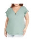 ფოტო #1 პროდუქტის Plus Size Zip Fling V-neck Top