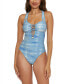 Women's Washed Away Corset Lace-Up One-Piece Swimsuit