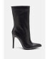 Фото #1 товара NAGINI Over Ankle Pointed Toe High Heeled Boot in Black