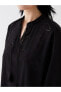 Bağlamalı Yaka Kendinden Desenli Uzun Kollu Oversize Kadın Bluz