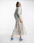 & Other Stories chiffon midaxi dress with split in multi floral Разноцветный, 34 - фото #4