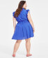 Фото #4 товара Trendy Plus Size Flutter-Sleeve Shirtdress, Created for Macy's
