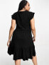 Only Curve tiered mini dress in black