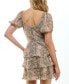 ფოტო #2 პროდუქტის Juniors' Printed V-Neck Tiered Fit & Flare Dress