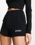 Фото #1 товара Napapijri Morgex premium tonal logo fleece high waist shorts in black