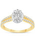 ფოტო #1 პროდუქტის Diamond Oval Cluster Two Row Engagement Ring (1 ct. t.w.) in 14k Two-Tone Gold