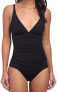 Фото #1 товара Tommy Bahama Womens 183950 Pearl V-Neck One Piece Swimsuit Black Size 10