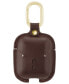 Фото #2 товара Brown Leather Apple AirPods Case with Gold-Tone Snap Closure and Carabiner Clip