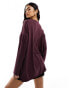 Фото #8 товара New Look long sleeve knitted top in burgundy