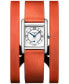 Фото #1 товара Women's Swiss Mini Dolcevita Orange Three-Row Leather Strap Watch 29mm