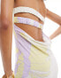 Pretty Lavish bandeau open back midaxi dress in lilac and beige floral Lila/Beige, 34 - фото #3