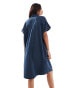 Monki denim mini shirt dress in midwash blue