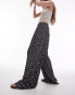 Фото #1 товара Topshop ditsy floral crinkle plisse wide leg trouser in mono