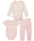 Baby Girls Two Patterned Logo Bodysuits and Solid Joggers, 3 Piece Set