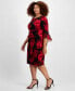 Фото #3 товара Plus Size Round-Neck 3/4-Sleeve Sheath Dress