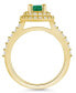 ფოტო #3 პროდუქტის Emerald (1-1/5 ct. t.w.) & Diamond (5/8 ct. t.w.) Oval Double Halo Ring in 14k Gold