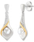 ფოტო #1 პროდუქტის Cultured Freshwater Pearl (6 x 4mm) Flower Bud Inspired Drop Earrings in Sterling Silver & 14k gold