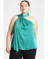 Plus Size Draped Neckline Blouse With Ties