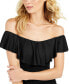 Фото #3 товара Island Goddess Off-The-Shoulder Ruffled Tummy-Control One-Piece Swimsuit