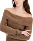 Фото #3 товара Juniors' Eyelash-Knit Off-The-Shoulder Sweater