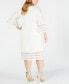 Фото #2 товара Plus Size Sheer-Stripe Sheath Dress