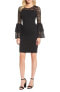 Фото #2 товара SENTIMENTAL NY 154272 Women's Bell Sleeve Sheath Dress Black Sz. Medium