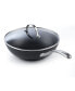 Фото #6 товара 11-Inch Hard Anodized Nonstick Stir-Fry Wok Pan Deep Frying Pan with Glass Lid, Flat Bottom, Black