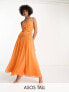 Фото #1 товара ASOS DESIGN Tall cutwork maxi slip dress with drawstring waist in orange
