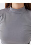 LCW Casual Dik Yaka Düz Uzun Kollu Kadın Tişört